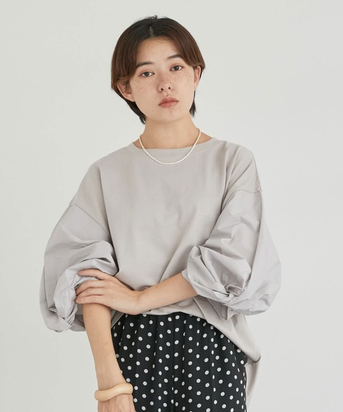 tシャツ 布帛ドッキングプルオーバー レディース le.coeur blanc tシャツ 布帛ドッキングプルオーバー レディース
