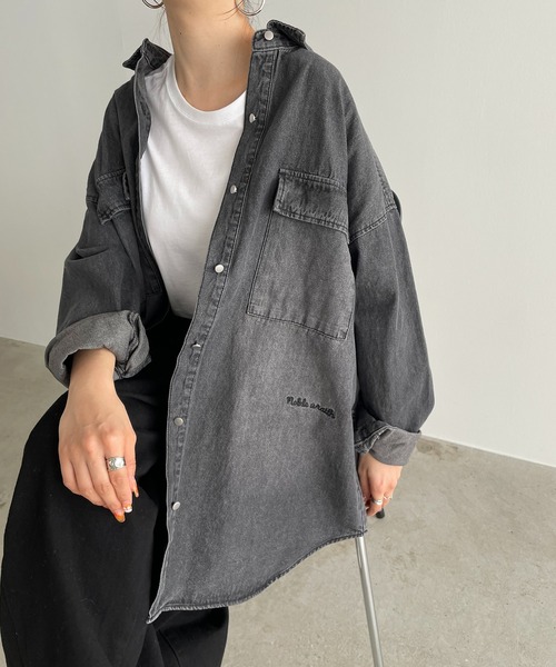 新品タグ付きモノトーンのゆったりサイズのトップス 大きいサイズ レディース トップス[品番：GJ000018589