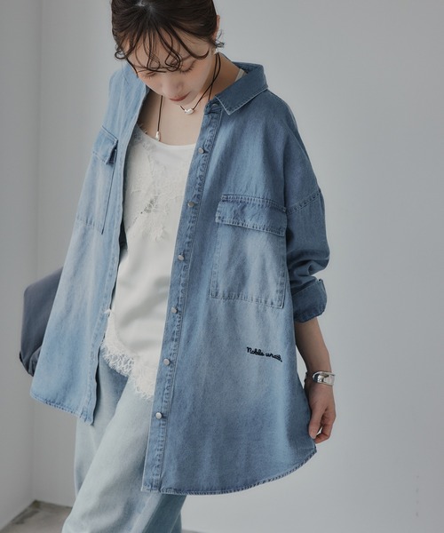 ブラウス シャツ オーバーサイズ デニム シャツ レディースの画像