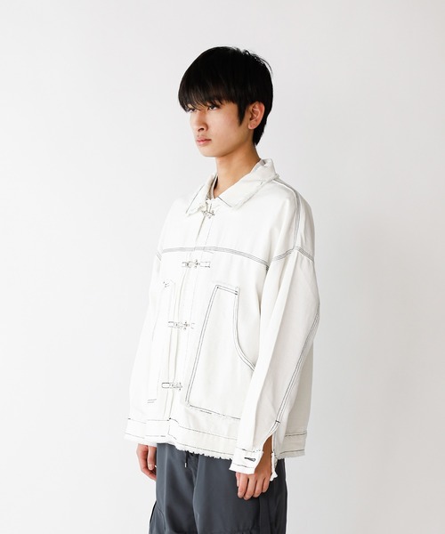Theater code デニムジャケット gジャン fringe pattern denim