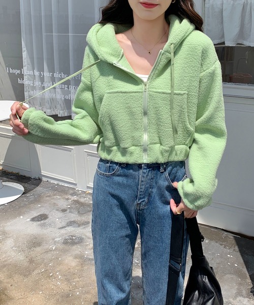 パーカー ショート丈 ボアフーディ レディース : ZOZOTOWN Yahoo!店