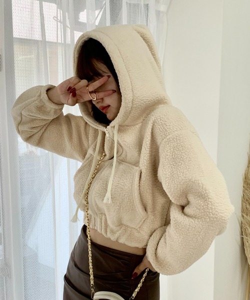 パーカー ショート丈 ボアフーディ レディース : ZOZOTOWN Yahoo!店