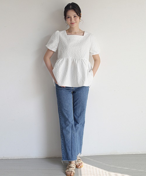miniministore ブラウス シャツ ペプラムブラウス スクエア