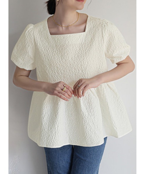 ブラウス シャツ ペプラムスクエアネックブラウス レディース miniministore ブラウス シャツ ペプラムブラウス スクエア