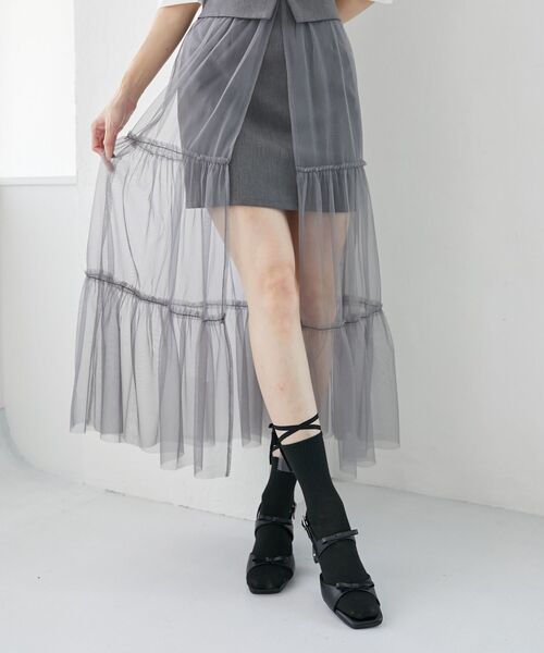 MAJESTIC LEGON サンダル クリアビジューヒールリボンサンダル