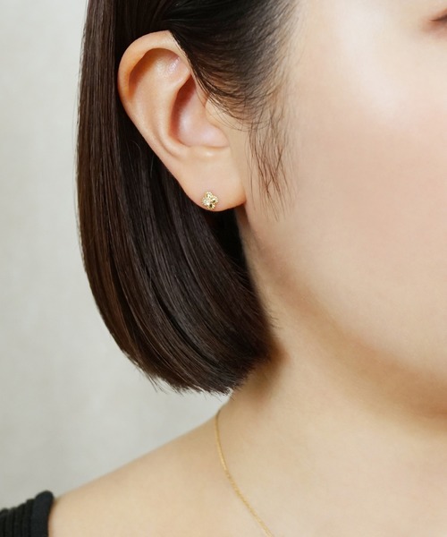 TAKE-UP ピアス K18・K10 ムーンストーン ミルフラワー ワン