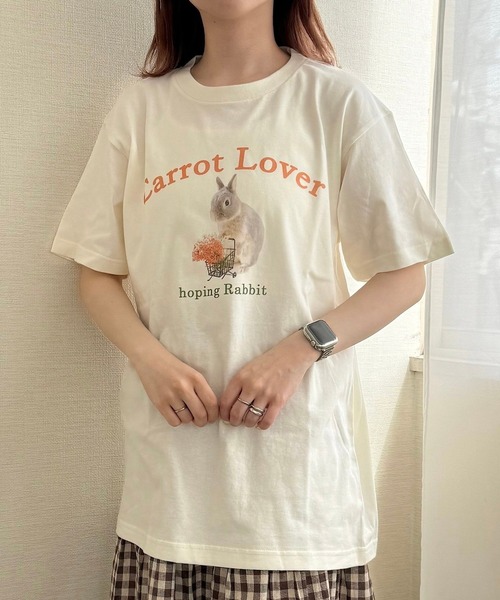 tシャツ 半袖 うさぎプリント半袖Tシャツ レディース : ZOZOTOWN Yahoo