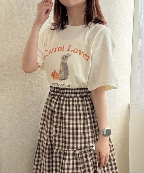 ベティ　レディース　うさぎ　Tシャツ　半袖　かわいい　L カットソー tシャツ 半袖 うさぎプリント半袖Tシャツ レディース : ZOZOTOWN Yahoo