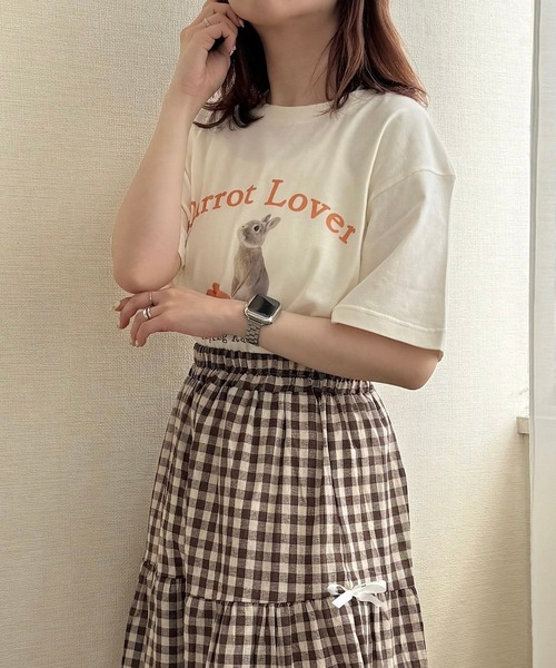 tシャツ 半袖 うさぎプリント半袖Tシャツ レディース : ZOZOTOWN Yahoo