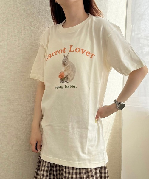 tシャツ 半袖 うさぎプリント半袖Tシャツ レディース : ZOZOTOWN Yahoo
