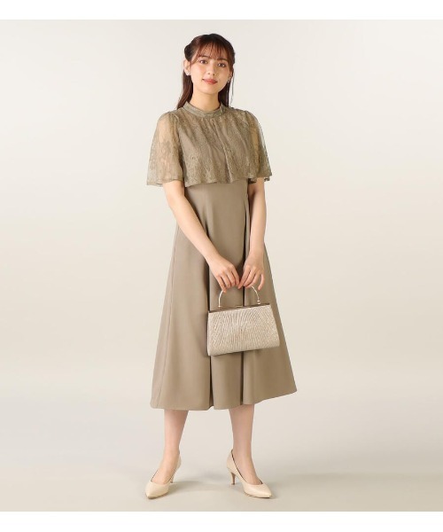LAISSE PASSE ワンピース 「お呼ばれドレス」ケープ風レースドッキング 