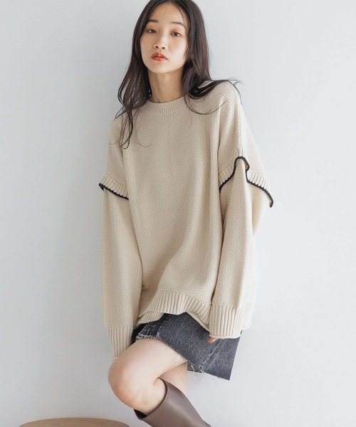 LOWRYS FARM ニット セーター 2WAYステッチプルオーバーLS