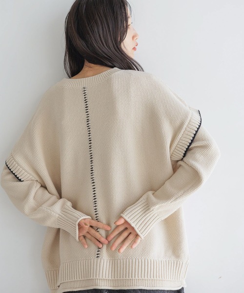 LOWRYS FARM ニット セーター 2WAYステッチプルオーバーLS