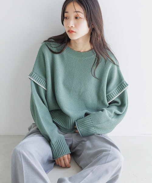 LOWRYS FARM ニット セーター 2WAYステッチプルオーバーLS
