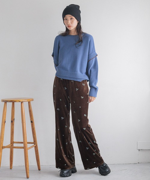 LOWRYS FARM ニット セーター 2WAYステッチプルオーバーLS
