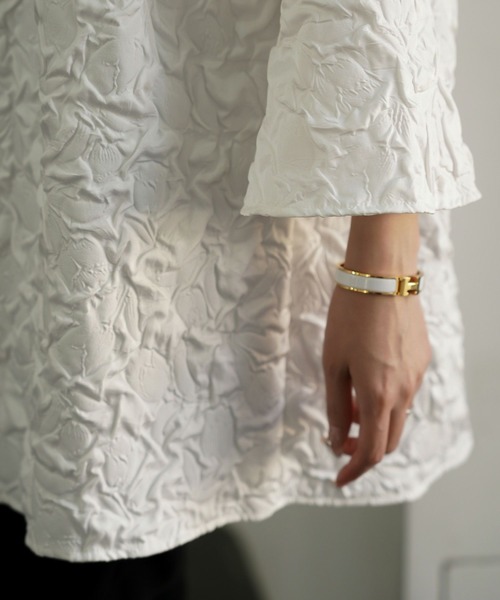 ブラウス シャツ ホイップネック ジャガード チュニック ブラウス HUIT レディース HUIT bouquet ブラウス シャツ ホイップネック ジャガード