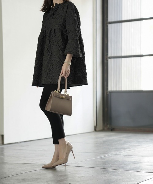 ブラウス シャツ ホイップネック ジャガード チュニック ブラウス HUIT レディース HUIT bouquet ブラウス シャツ ホイップネック ジャガード