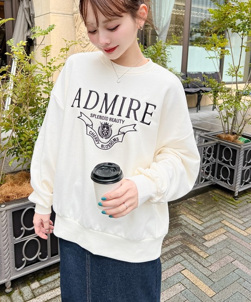 moment+ トレーナー スウェット 裏毛ロゴ刺繍入りスウェット