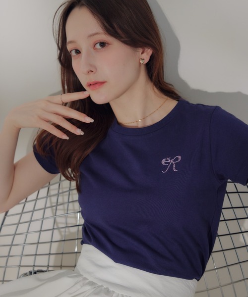 tシャツ ラインストーンロゴTシャツ レディース ECREL tシャツ ラインストーンロゴTシャツ レディース