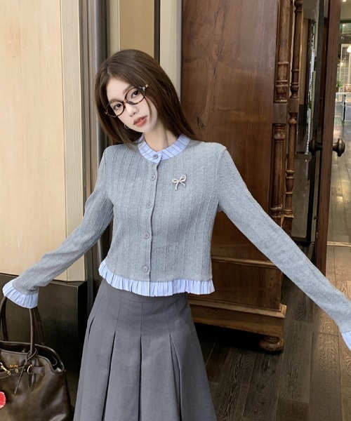 Rene✨リボンブローチカーディガン36 楽天市場】Rene リボンブローチ付きカーディガン ブラック 36 '22