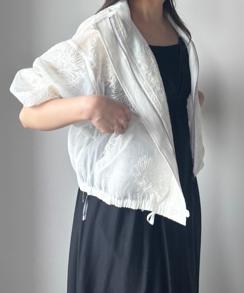 新品未使用❤︎etALors 総刺繍　シアー　ブルゾン　ジャケット❤︎ Unitage ブルゾン アウター 総刺繍シアーブルゾン レディース