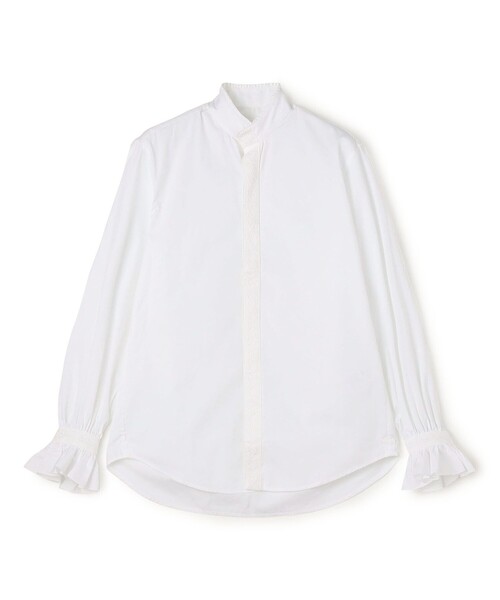 ブラウス シャツ BOURRIENNE BOUDOIR コットン スタンドカラーシャツ レディース