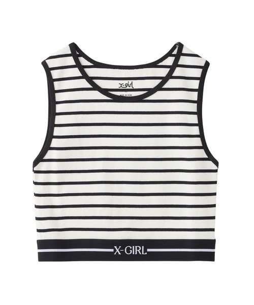 2点セット HOMME girls LOGO タンクトップ バイカー ショーツ X-girl タンクトップ ノースリーブ LOGO AND STRIPE TANK TOP