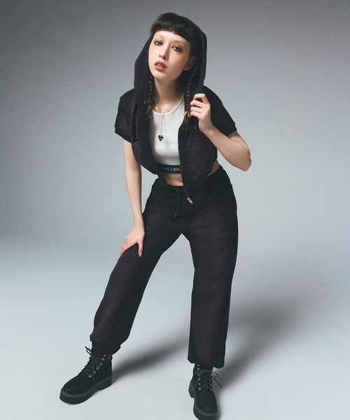 R♡　レディース　BLK XS X-girl（エックスガール） タンクトップ ノースリーブ LOGO AND STRIPE