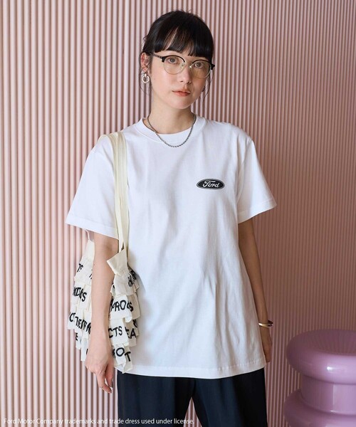 tシャツ FordロゴTee レディース Womens Ford Tshirt Ford Motor Company Rhinestone Oval Logo