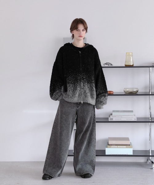 ROCHEM ジーンズ 12ozケミカルウォッシュワイドデニムパンツ メンズ