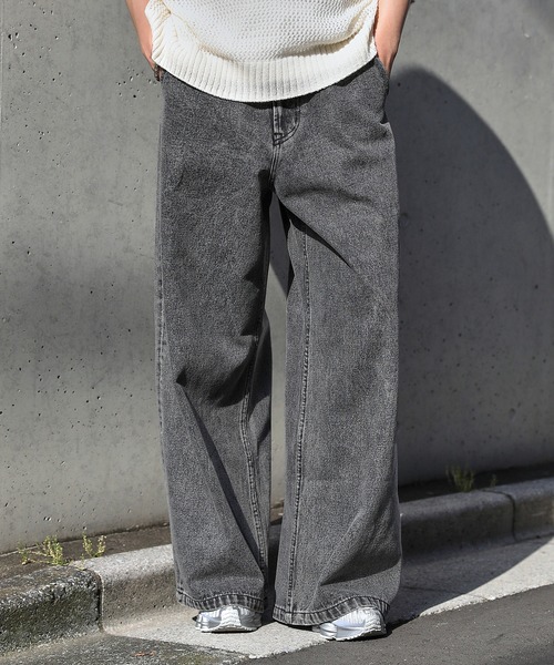 ROCHEM ジーンズ 12ozケミカルウォッシュワイドデニムパンツ