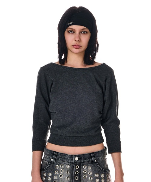 BEEDEN トレーナー スウェット BACK OPEN LOOSE SLEEVE TOPS