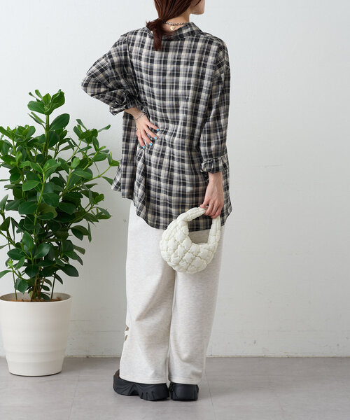 w closet パンツ 「2サイズ展開」フラワーアイレットスウェット