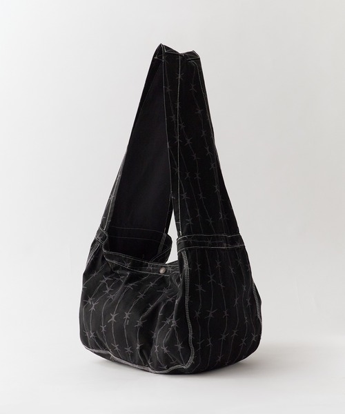 hood newspaper bag BLACK モリハルナ SOLID NEWSPAPER BAG