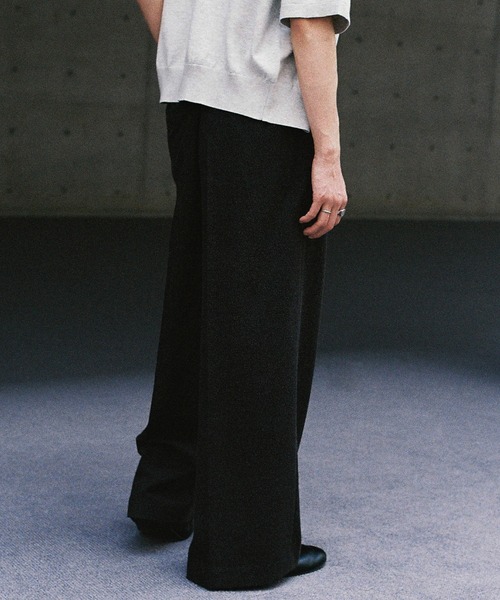 WYM LIDNM スラックス BREEZE TWEED DEEP TUCK BAGGY SLACKS