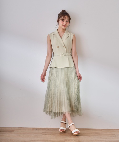 ⭐️25新作 ♡ A.L.C. 緑プリーツロングワンピース 新品♡　031 ⭐️25新作 ♡ A.L.C 青ストライプ柄ロングワンピース 新品
