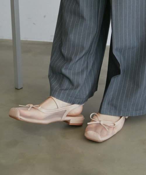 バレエシューズ パンプス バックストラップシアーバレエシューズ バレエコア