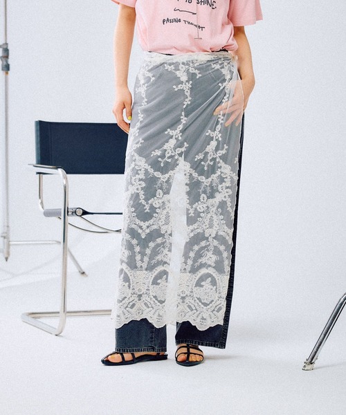 kanami♡レース被布 LEPSIM（レプシィム） スカーフ バンダナ 大判レーススカーフ 495476