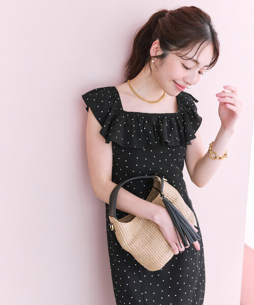 La boutique BonBon ドットフリルトリムマーメイドワンピース La boutique BonBon｜【人気スタッフmiki監修・3サイズ展開あり