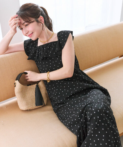 フリル袖ワンピース マーメイド マキシ デコルテ 韓国系 g3003 La boutique Bonbon ワンピース 「スタッフmiki監修・3サイズ