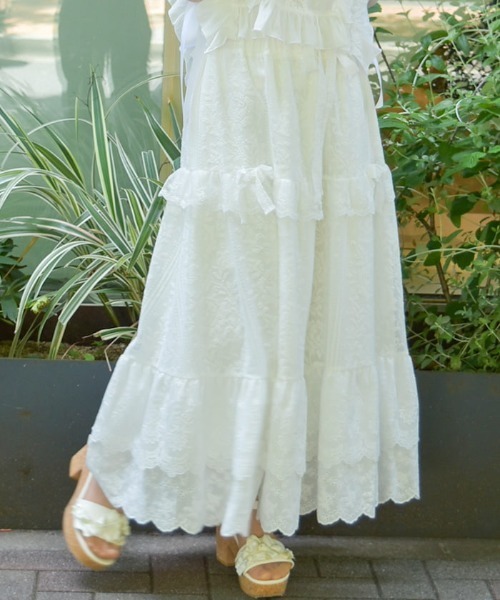axes femme（アクシーズ ファム） スカート ティアードコットンレース