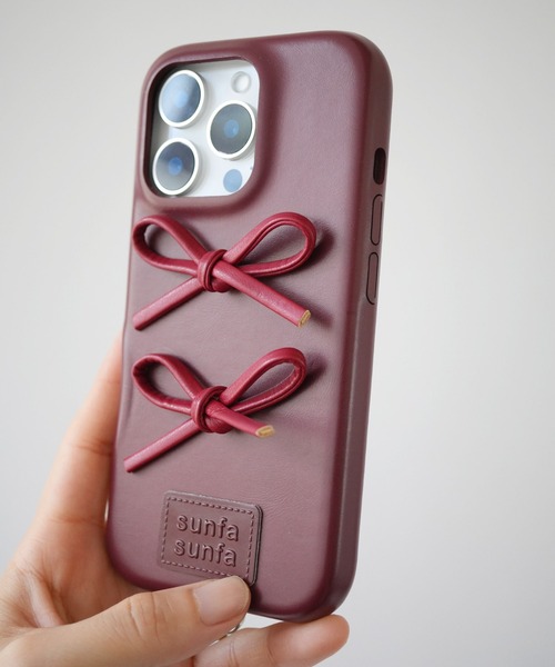 Port スマホケース 「 / ポート 」 フェイクレザー リボン