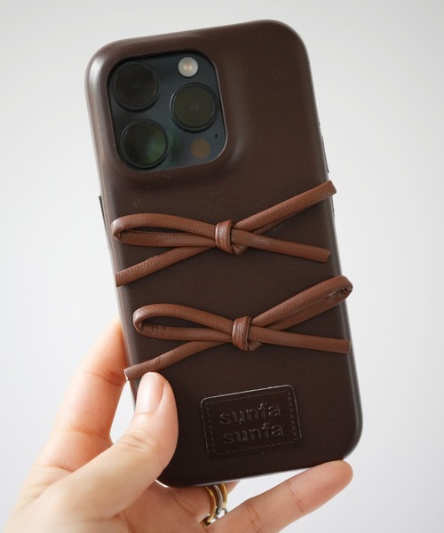 Port スマホケース 「 / ポート 」 フェイクレザー リボン