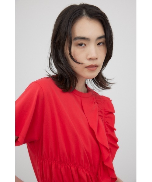 tシャツ フリルシャーリングプルオーバー レディース