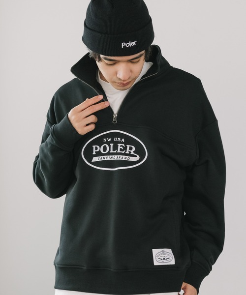 トレーナー スウェット POLeR/ポーラー HEAVY WEIGHT HALF ZIP ハーフジップ レディース