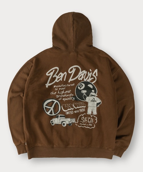 BEN DAVIS 「BEN DAVIS」 ジップアップパーカー M ブラウン