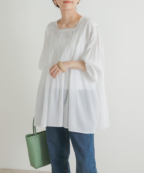 「URBAN RESEARCH DOORS」 半袖ブラウス MEDIUM オフホワイト レディース
