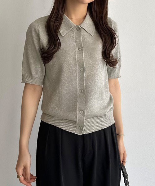 「callautia」 ニットカーディガン MEDIUM グレー レディース