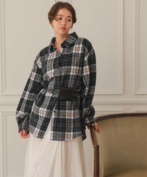 titivate（ティティベイト） ブラウス シャツ 起毛チェックオーバー