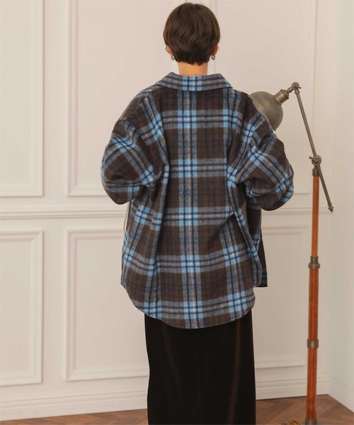 titivate ブラウス シャツ 起毛チェックオーバーシャツ レディース